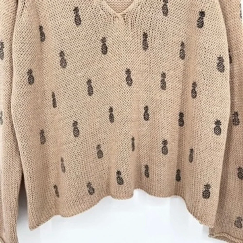 Wooden‎ Ships Pullover Sweater Open Knit Pineapple Lightweight Tan Cotton M/L